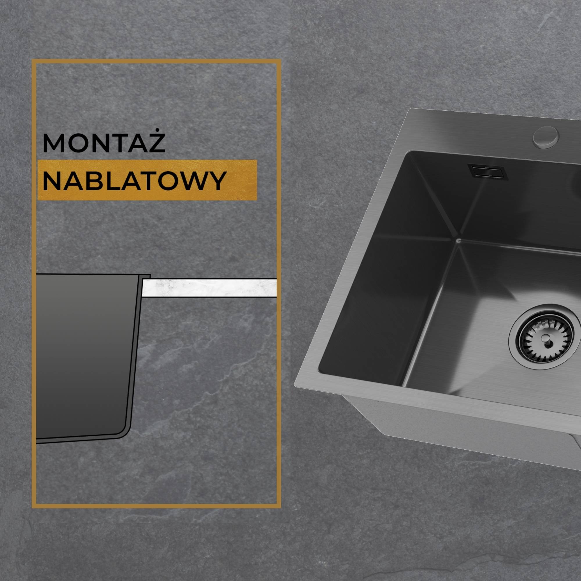montaż sink 50 steel nablatowy